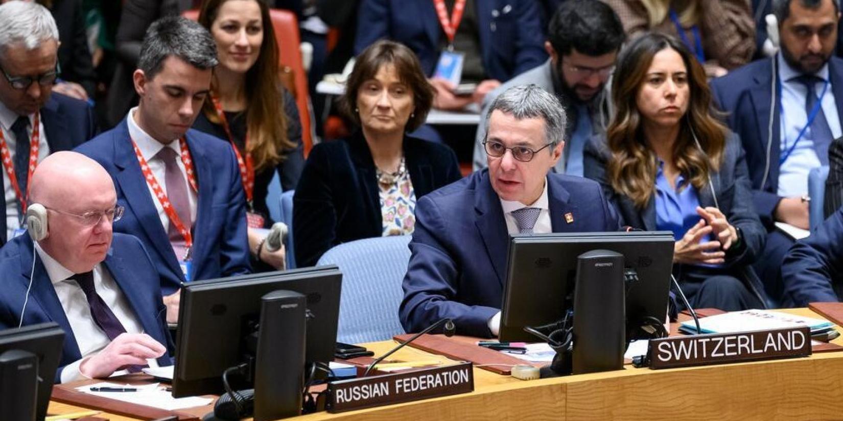 Ignazio Cassis calls for respect of Geneva Conventions and withdrawal of Russian forces from Ukraine Photo ©UN