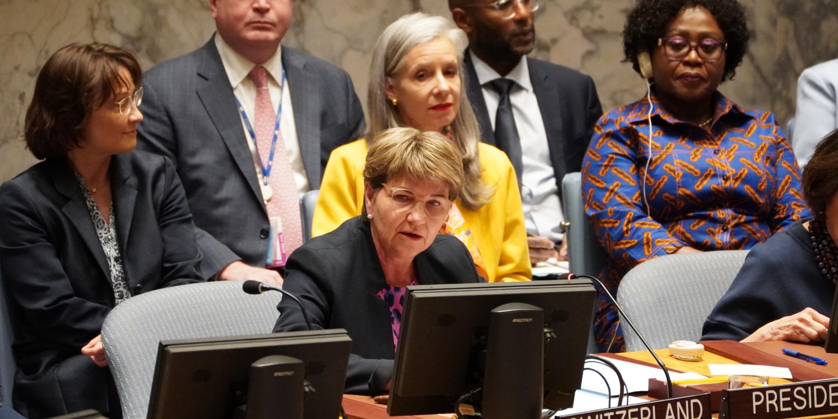 Federal Councillor Viola Amherd emphasised in the UN Security Council the close cooperation with Africa and the African Union for peace and security on the continent. © FDFA
